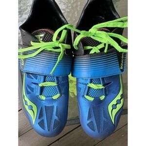 Saucony Track Spikes Soarin J Field Shoes Blue Green Racing Men's Size 9